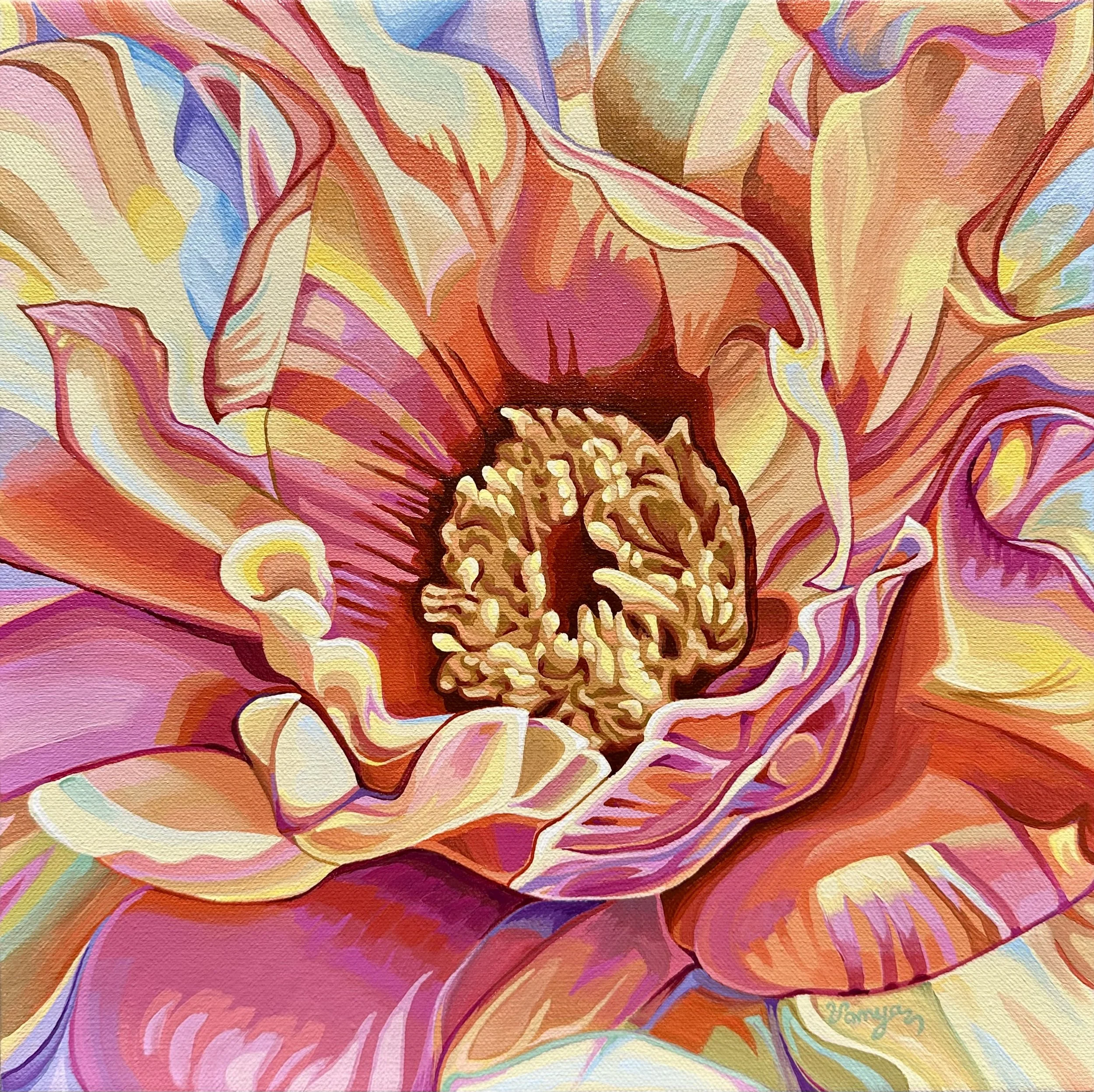 Colourful Floral Acrylic Painting by Vanya Ryan - Within Floral